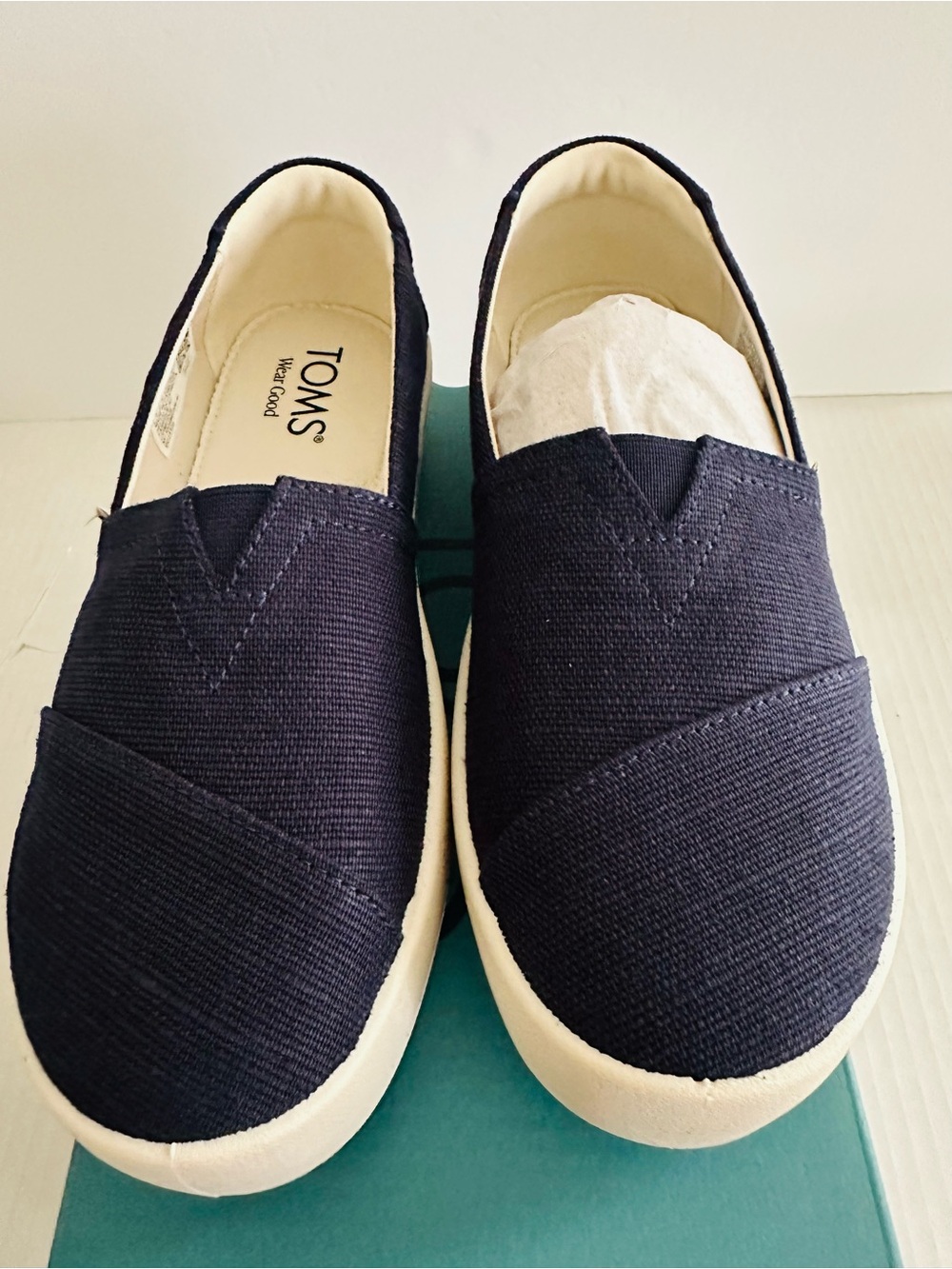 Toms Navy Verona Canvas Slip-On Shoes with White Soles